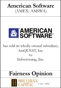 American Software - Fairness Opinion Tombstone"
