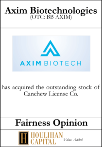 Axim Biotechnologies - Fairness Opinion Tombstone"