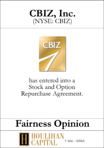 CBIZ - Fairness Opinion Tombstone"