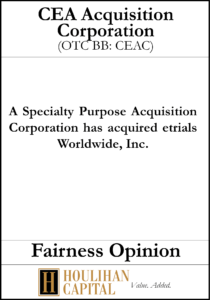 CEA Acquisition Corp - Fairness Opinion Tombstone"