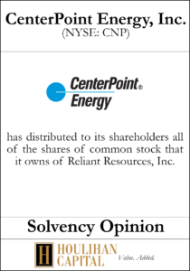 CenterPoint Energy, Inc. - Solvency Opinion Tombstone"