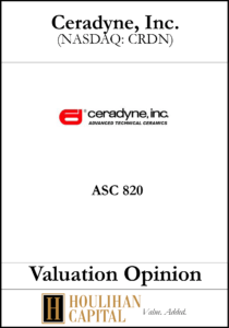 Ceradyne - ASC 820 - Valuation Opinion Tombstone"