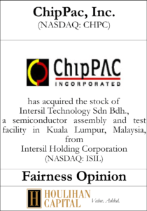 ChipPac, Inc. - Fairness Opinion Tombstone"