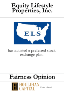 Equity Lifestyle Properties, Inc. - Fairness Opinion Tombstone"