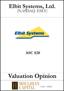 Elbit Systems - ASC 820 - Valuation Opinion Tombstone"