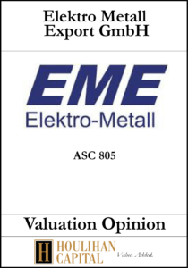 Electro Metall - ASC 805 - Valuation Opinion Tombstone"