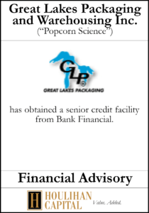 Great Lakes Packaging and Warehousing, Inc. - Financial Advisory Tombstone"
