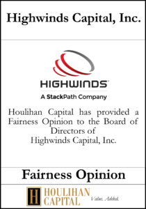 Highwinds Capital - Fairness Opinion Tombstone"