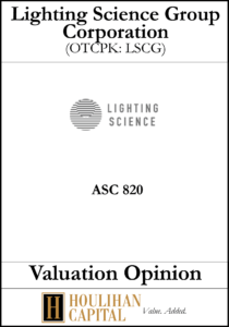 Lighting Science Group - ASC 820 - Valuation Opinion Tombstone"