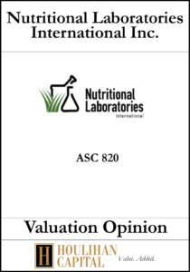 Nutritional Laboratories International Inc. - ASC 820 - Valuation Opinion Tombstone"