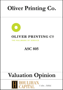 Oliver Printing Co - ASC 805 - Valuation Opinion Tombstone"