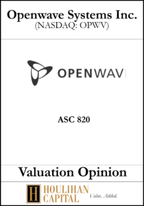 Openwave Systems Inc - ASC 820 - Valuation Opinion Tombstone"