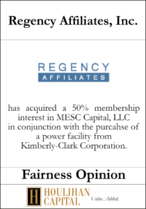 Regency Affiliates - Fairness Opinion Tombstone"
