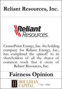 Reliant Resources - Fairness Opinion Tombstone"