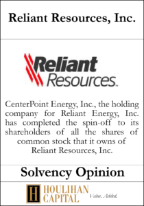 Reliant Resources - Solvency Opinion Tombstone"