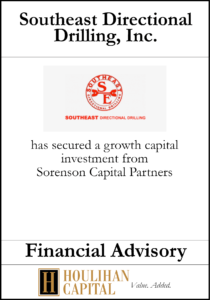 Southeast Directional Drilling, Inc. - Financial Advisory Tombstone"