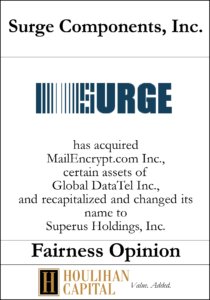 Surge Components - Fairness Opinion Tombstone"