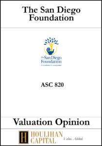 The San Diego Foundation - ASC 820 - Valuation Opinion Tombstone"