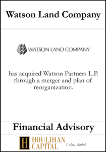 Watson Land Company - Financial Advisory Tombstone"