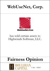 WebUseNet Corp - Fairness Opinion Tombstone"