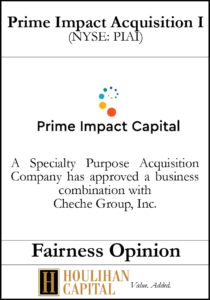 Prime Impact Acquisition I - Fairness Opinion Tombstone"